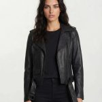 Biker Lederjacke Damen „Laura" mit Gürtel & Schulterriegeln – TRUEPRODIGY