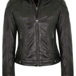 Mauritius Damen Lederjacke Bikerjacke Lammnappa Kapuze schwarz