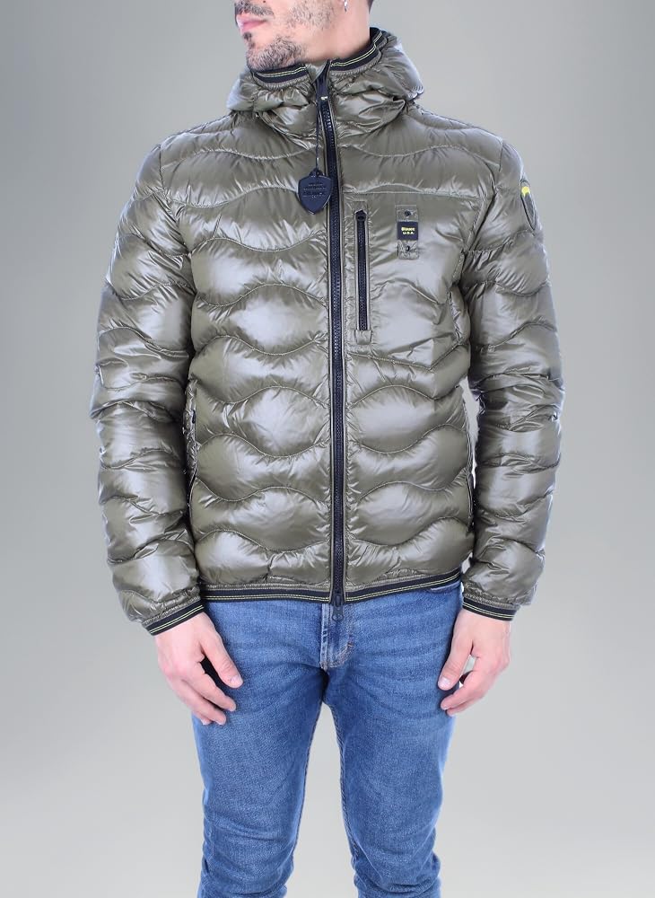 blauer-jacke-herren-847pik-1.jpg Blauer Herren Daunenjacke, Kurz, Dunkle Olive, S, Slim, Winter, Nylon/100%, Duck Down/90%, Feathers/10% : Amazon.de: Fashion – Bild 1