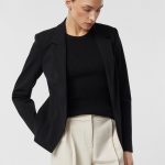 Taillierter Blazer aus weichem Jersey mit Reißverschlusstaschen Schwarz | COMMA