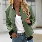 Bomberjacke Damen Kurze Blouson Jacke, College Frühlingsjacke Große Größen Übergangsjacke Elegant Mantel Frühjahr Langarm Sommerjacke Leicht Zip Einfarbig Light Dünne Jacke Damen Frühling Fliegerjacke : Amazon.de: Fashion