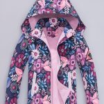 NATUST Mädchen Gefütterte Regenjacke Kinder Winddicht Übergangsjacke Jungen Warm Atmungsaktiv Softshelljacke mit Abtrennbare Kapuze 3D Blumendruck ...
