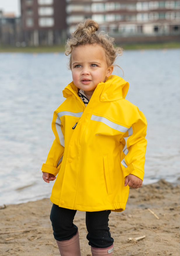 gefuetterte-regenjacke-kinder-360nqz.jpg BMS Kinder Regenjacke gelb Matschjacke 100% wasserdicht Buddeljacke Latz Und Hose – Bild 1