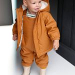 Baby Set: Thermo Regenjacke mit Webpelz und Matschhose, Recycling Polyester karamell