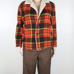 Vintage 70er Jahre Rot Gelb karierte Holzfällerjacke, Sherpa, kleine Vintage Camping Jacke, kleine karierte Jacke, Holzfällerjacke, Wollmantel Etsy.de