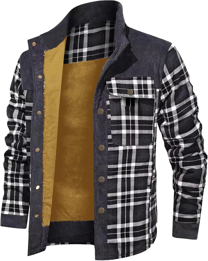 holzfaellerjacke-591qnz.jpg Duohropke HolzfäLlerjacke Herren Fell Herren Flanell Jacke Hemd Sherpa Holzfällerhemd Flanellhemd Langarm Kariertes Winter Hemd Karo Jacke Fleece ... – Bild 1
