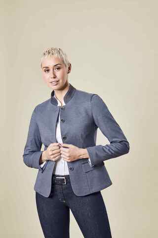 jersey-blazer-damen-768jtg-1.jpg GREIFF Damen Jerseyblazer LANDHAUS Regular Fit 36 | blau/Kontrast grau – Bild 1
