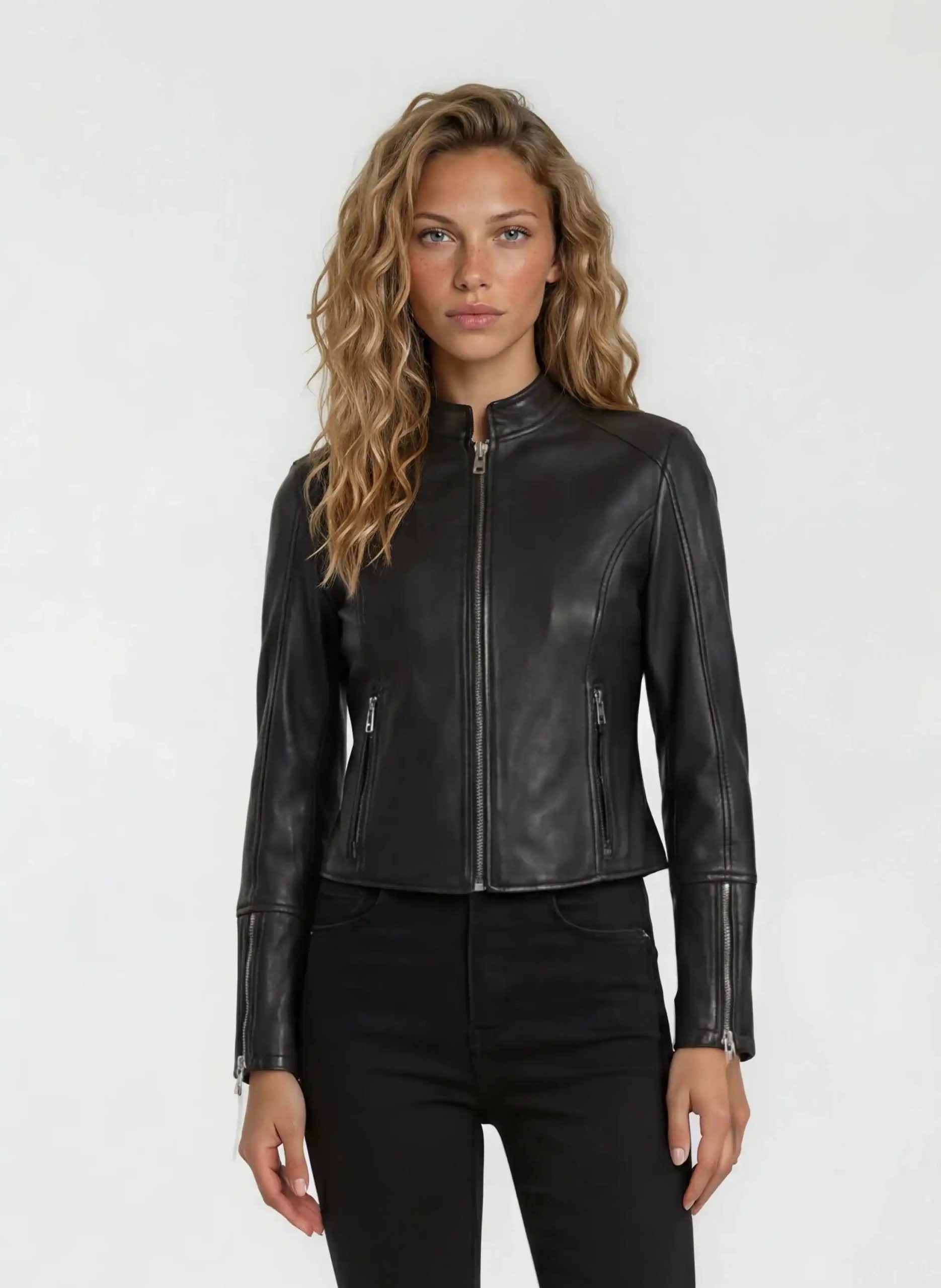 kunstlederjacke-damen-063ztj-1.jpg Racing Lederjacke Damen „Vega" im Slim Fit – TRUEPRODIGY – Bild 1
