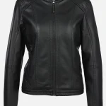 Damen Kunstlederjacke mit Stehkragen