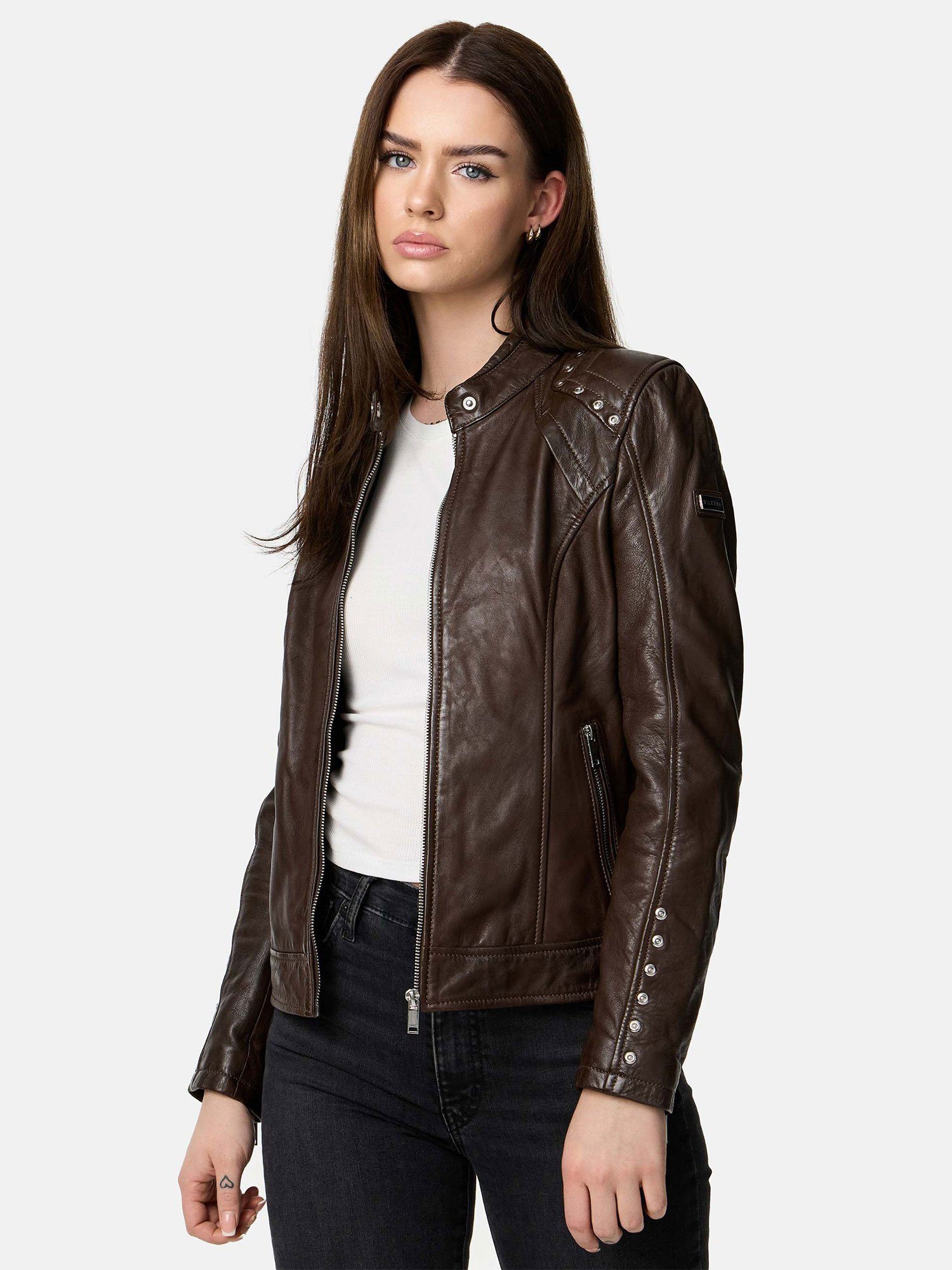 kunstlederjacke-damen-345xng-1.jpg Tazzio Lederjacke F521 moderne & zeitlose Damen Jacke im Biker Look – Bild 1