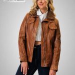 leder schmidt.de Damen Lederjacke sportlich mit abnehmbarem Kragen