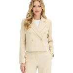 stillvoller Kurzblazer für Damen mit Schmuckknöpfen Ausgeh Blazer Business Blazer 950017 Beige