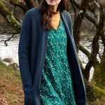 Lange Strickjacke Deep Sea aus Bio Baumwolle Bella Green