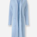 Lange Strickjacke Damen Blaue Longstrickjacke Kapuze Blaue Lange Strickjacke Long Cardigan Lange Blaue