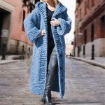 Lange Strickjacke Damen, Strickmantel Damen Mit Kapuze, Langarm Dicke Strickjacke Damen Mit Taschen Einfarbig Oversized Lose Elastisch Cardigan Mit ...