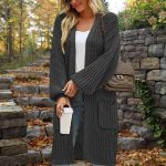 Ansenesna Strickjacken Für Damen Lang Dicke Lange Strickjacke Damen Grobstrick Winter Warme Grobstrickjacke Frauen Oversize Strick Long Cardigan ...