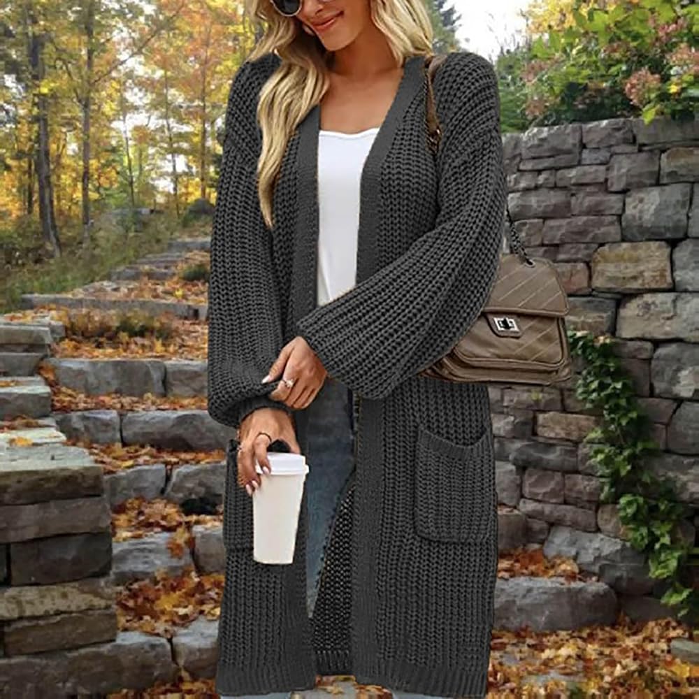 lange-strickjacke-damen-898rkg-1.jpg Ansenesna Strickjacken Für Damen Lang Dicke Lange Strickjacke Damen Grobstrick Winter Warme Grobstrickjacke Frauen Oversize Strick Long Cardigan ... – Bild 1