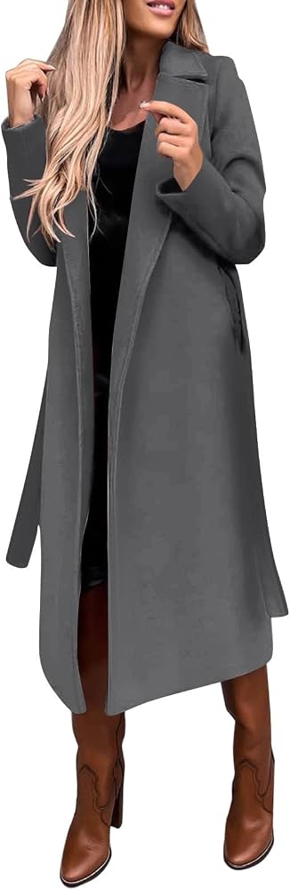 langer-mantel-damen-095xzj-1.jpg Wollmäntel für Damen – Langer Mantel für Damen, Winter, langärmelig, Wollmantel, einfarbig, Übermäntel, Cardigans, Revers, Windbreaker, Jacke, Trench Jacke, schmale Passform, Mantel mit Tasche, Parka, : Amazon.de: Fashion – Bild 1