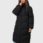 Bigsury Damen Langer Puffer Mantel | Schwarz