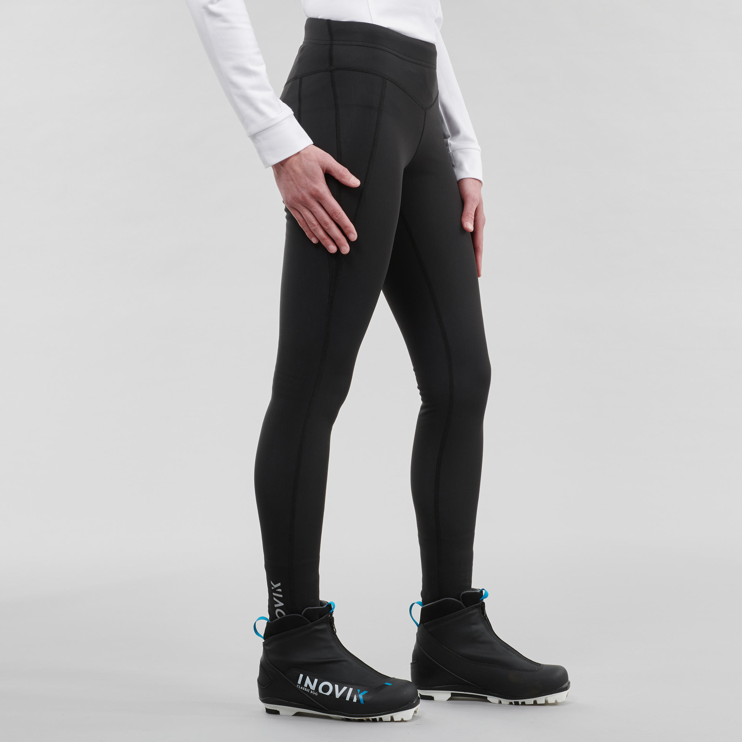 langlaufhose-damen-448eib-1.jpg Langlaufhose Tights Damen warm XC S 100 schwarz – Bild 1