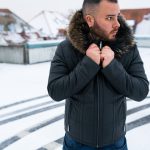Herren Lederjacke Steppjacke aus weichem Leder mit Echtfell Kapuze A