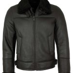Jilani Herren Lammfelljacke Lederjacke Lammfell schwarz