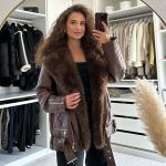 Gefütterte Lederjacke Vida mit Fell Braun