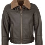 Jilani Herren Lammfelljacke Lederjacke Lammfell braun