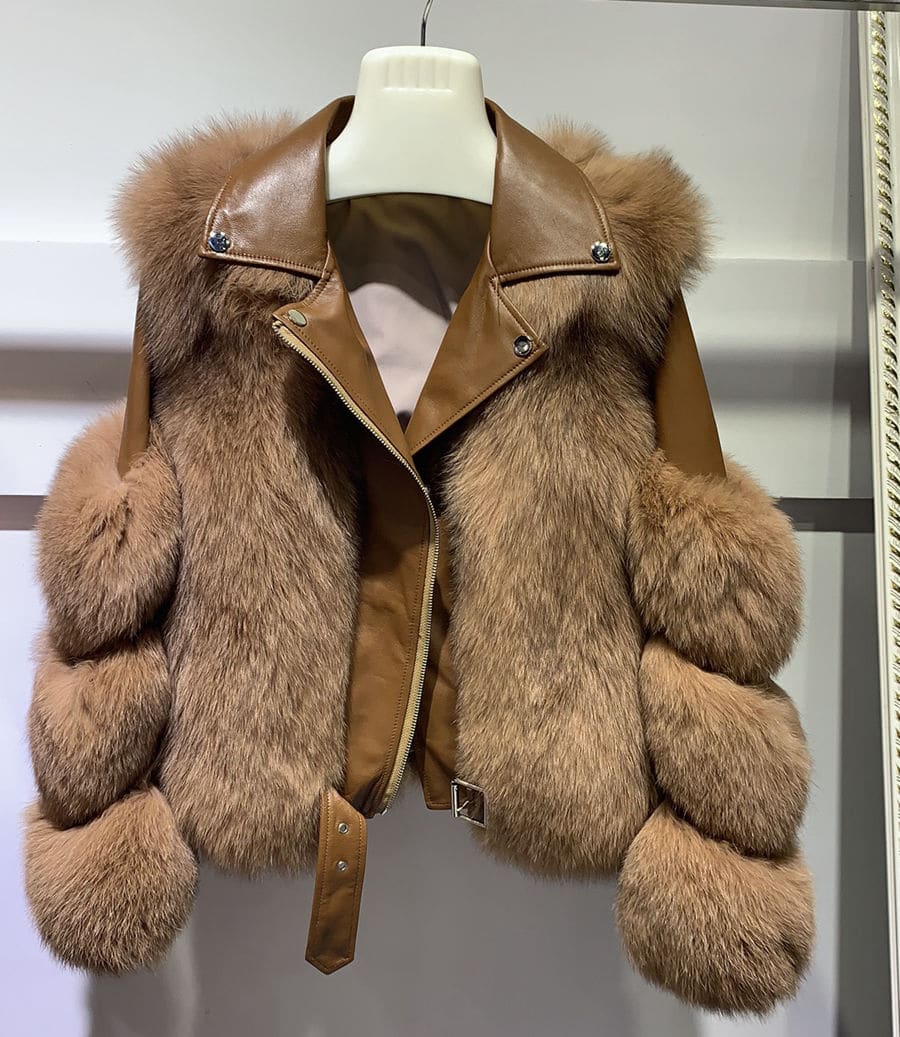 lederjacke-mit-fell-882pzu-1.jpg Lederjacke mit Fuchspelz "Eden" Echtpelz Jacken für Frauen Aria Moda – Bild 1