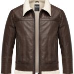 Herren Echtleder Jacke gefüllte Fell Lederjacke 9110
