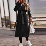 Wintermantel Damen Lang Fashion Mit Gürtel Warm Klassischer Elegant Jacken Wollmantel Old Money Aesthetic Women Clothes Business Outfit Schwarz S : Amazon.de: Fashion