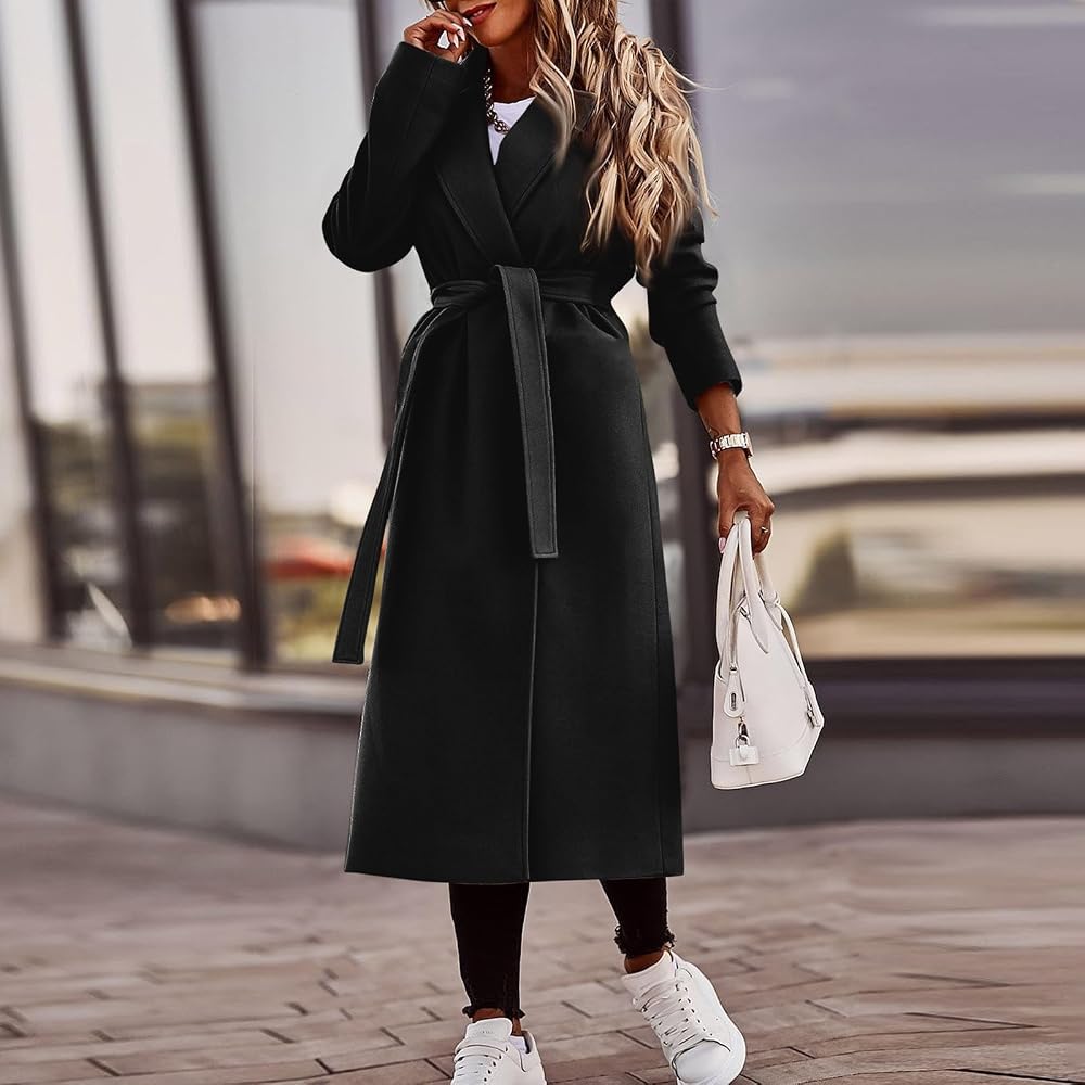 mantel-schwarz-damen-557ivw-1.jpg Wintermantel Damen Lang Fashion Mit Gürtel Warm Klassischer Elegant Jacken Wollmantel Old Money Aesthetic Women Clothes Business Outfit Schwarz S : Amazon.de: Fashion – Bild 1