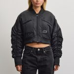 Laura Cropped Ruffed Oversized Jacket Black XS