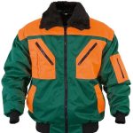 Freizeit u. Arbeitsjacke Pilotenjacke zweifarbig, forstgrün orange