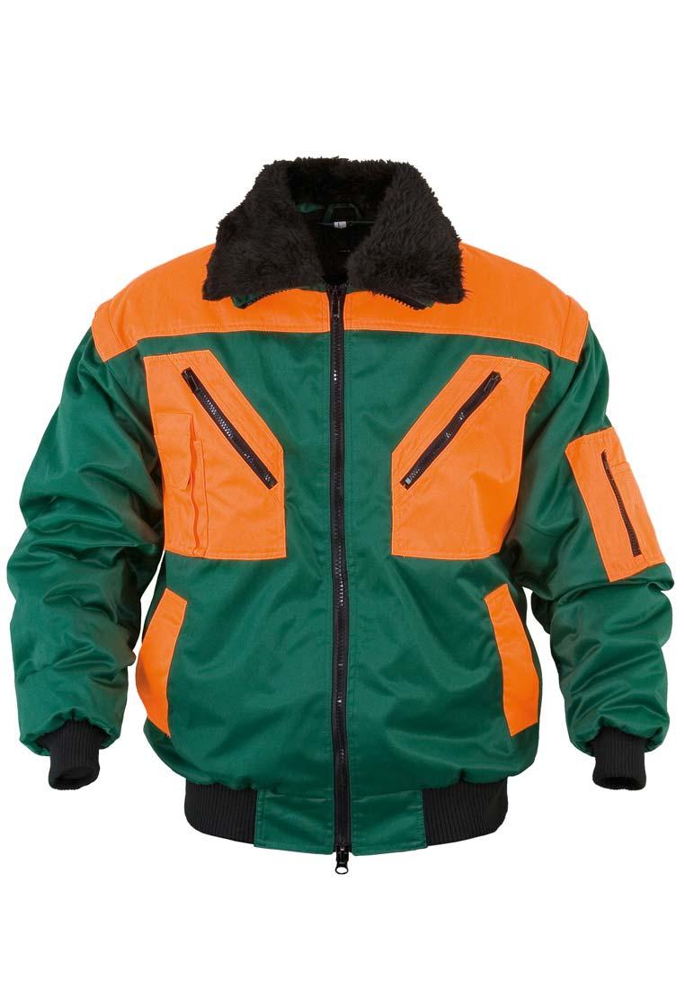 pilotenjacke-305unw-1.jpg Freizeit u. Arbeitsjacke Pilotenjacke zweifarbig, forstgrün orange – Bild 1