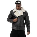 Red Bridge Herren Kunst Lederjacke Balboa Fliegerjacke Piloten Jacke Fellkragen