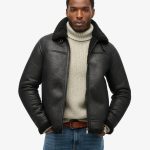 Pilotenjacke aus Lammfellimitat schwarz für Herren | Superdry DE