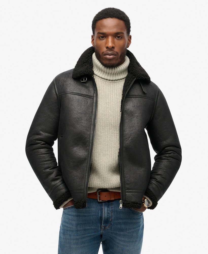 pilotenjacke-564yql-1.jpg Pilotenjacke aus Lammfellimitat schwarz für Herren | Superdry DE – Bild 1