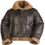 Mil Tec RAF Lammfelljacke Braun | Herren Fliegerjacke