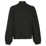 QS LEICHT STRUKTURIERTE MIT GEMOCKTEM STEHKRAGEN Bluse schwarz Zalando