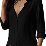 ASKSA Damen Bluse Chiffon Elegant Langarm Oberteile