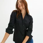 Vielseitig kombinierbare Stretch Bluse mit langen Ärmeln Damen