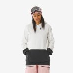 Skipullover Damen mit Kapuze warm bequem 100 beige/schwarz