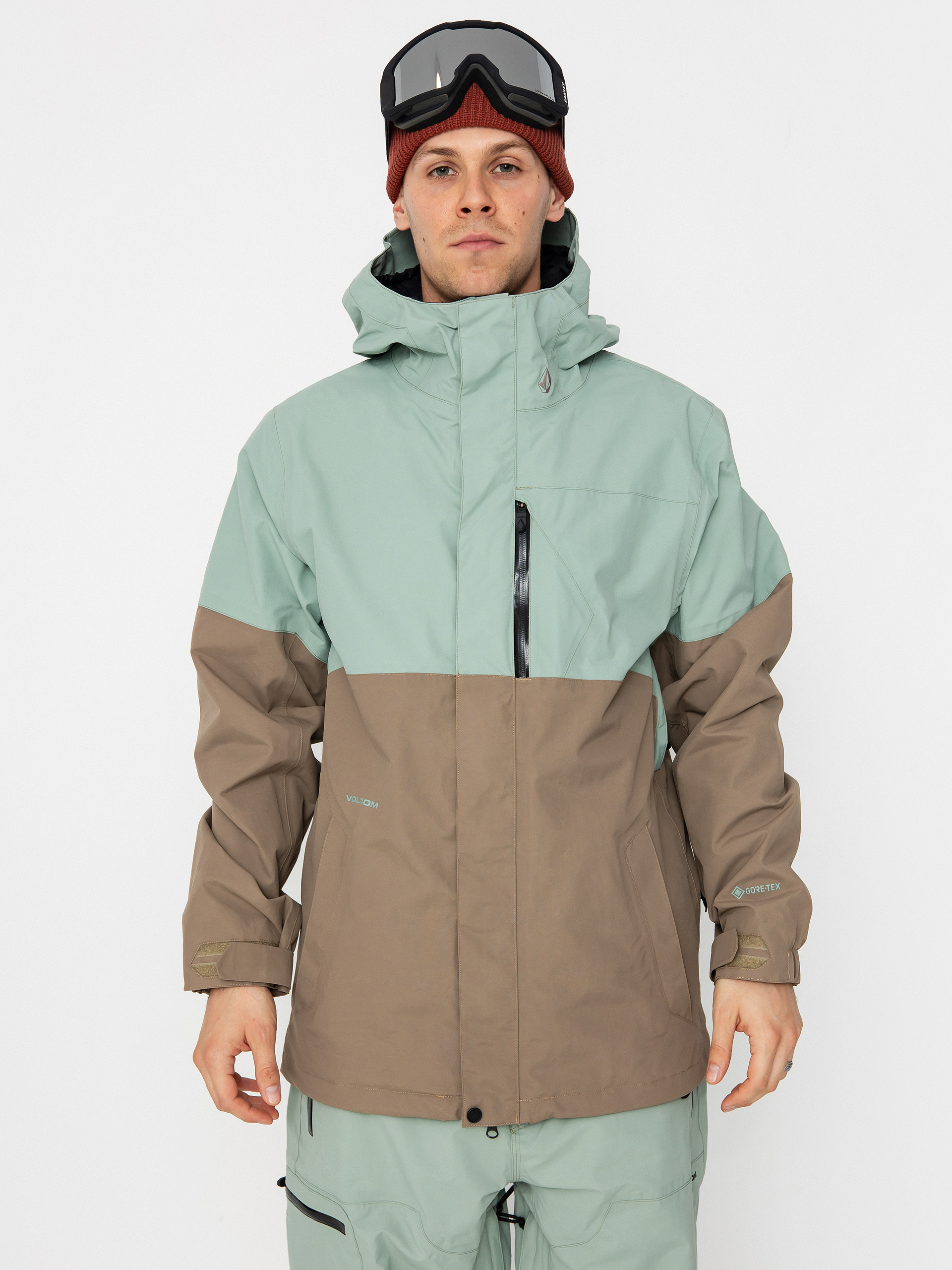 snowboard-jacke-herren-456shq-1.jpg Volcom Snowboard Jacke L Gore Tex Braun, Grün (agave) – Bild 1