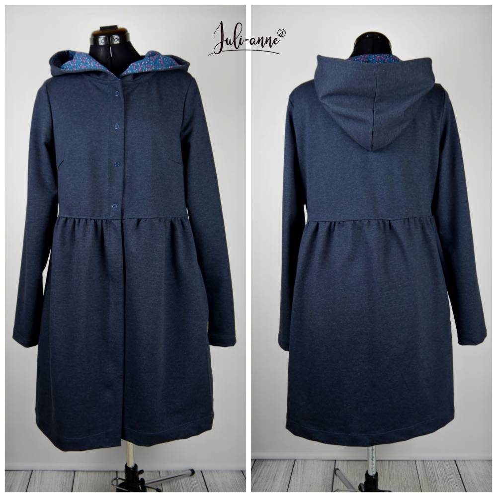 sommermantel-damen-453hcg-1.jpg Leichter Damen Mantel aus Sommersweat Dunkelblau Meliert – Bild 1