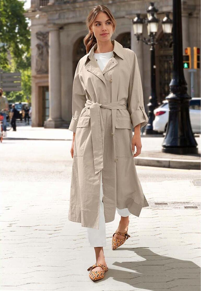 sommermantel-damen-849bux-1.jpg Leinen/Baumwoll Sommer Trenchcoat | Klassiker entdecken – Bild 1