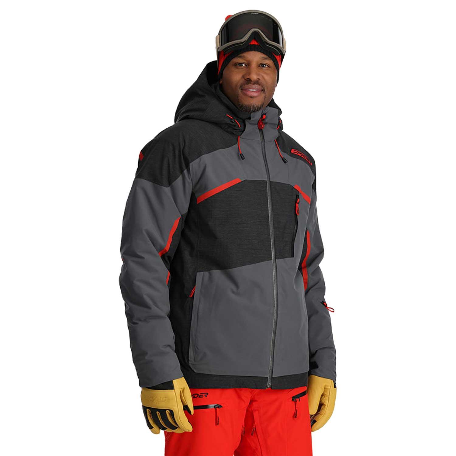 spyder-skijacke-herren-169bts-1.jpg Spyder Leader Jacket Herren Skijacke grau rot 38SA075324 POL – Bild 1
