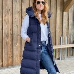 Wattierte Steppweste lang dunkelblau Größe S XXXL