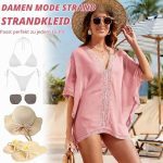 Strandtunika Damen Große Größen Strandponcho Damen Luftig Strand Tunika | V Ausschnitt Design Geeignet Für Strandurlaube Veranstaltungen Am Pool Strand Und Partys(Rosa) : Amazon.de: Fashion