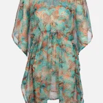 AWG Mode Damen Strand Tunika mit Blätterprint | noSize | 906009 green